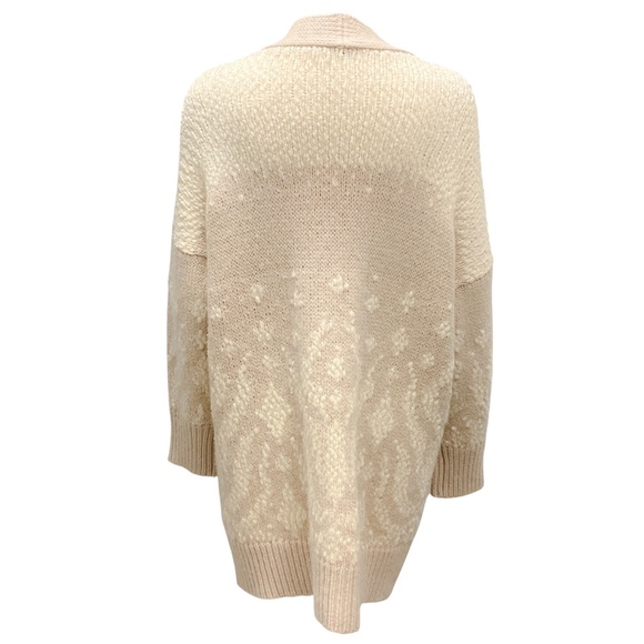 PESERICO BEIGE / CREAM OVERSIZED KNIT CARDIGAN SWEATER - Picture 3 of 6